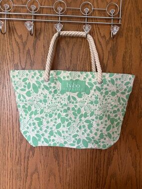 Botanical Green Floral Canvas Tote with Rope Handles